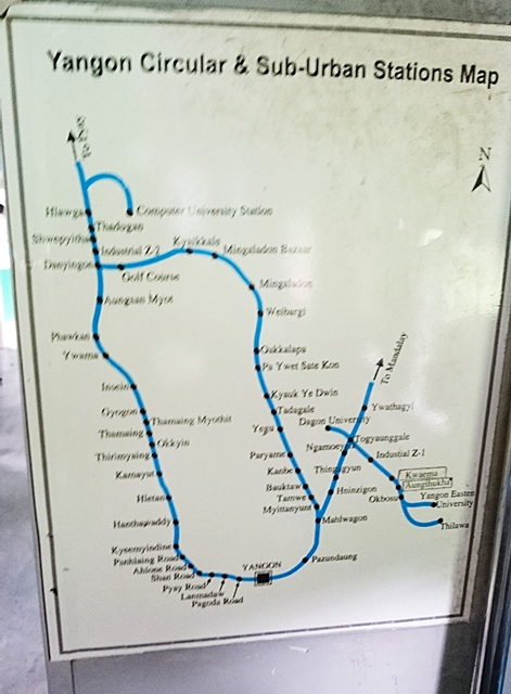 ヤンゴン駅を中心とした環状線